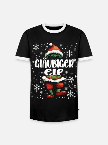 Weihnachtsoutfit Gläubiger Elf - Männer Kontrast-T-Shirt - Schwarz/Weiß