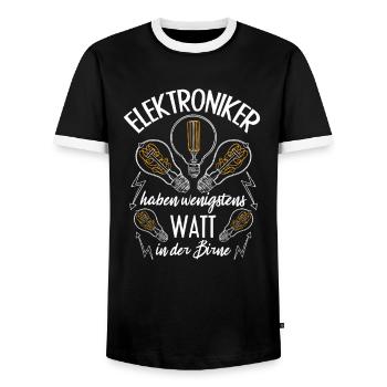 Watt, intelligente Elektroniker - Männer Kontrast-T-Shirt - Schwarz/Weiß - Vorne - AI Model Female 172 light (172cm) & AI Model Male 178 light (178cm)