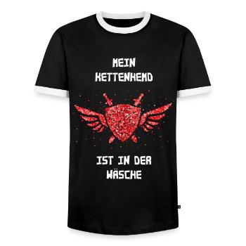 Ritter Ersatzkostüm Ritterrüstung Mittelaltermarkt - Männer Kontrast-T-Shirt - Schwarz/Weiß - Vorne - AI Model Female 172 light (172cm) & AI Model Male 178 light (178cm)