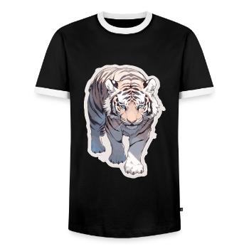 Tiger Wildcat Tiger Baby Baby Tiger Africa - T-shirt contrasté Homme - noir/blanc - Devant - AI Model Female 172 light (172cm) & AI Model Male 178 light (178cm)