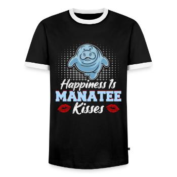 Cold Nose Warm Heart Manatee mollige Seekuh - Männer Kontrast-T-Shirt - Schwarz/Weiß - Vorne - AI Model Female 172 light (172cm) & AI Model Male 178 light (178cm)