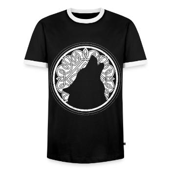 Loup d’Odin loups clin d’œil noeud celtique - T-shirt contrasté Homme - noir/blanc - Devant - AI Model Female 172 light (172cm) & AI Model Male 178 light (178cm)