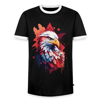 Eagle Crest Aesthetics Bird Pride Design - Men's Ringer Shirt - black/white - Front - AI Model Female 172 light (172cm) & AI Model Male 178 light (178cm)