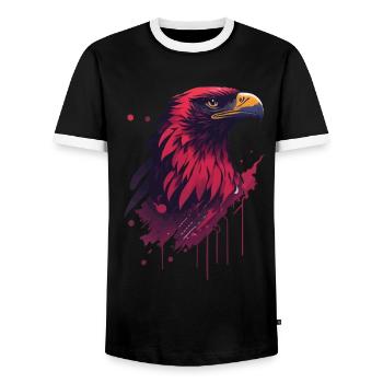 Eagle Pride Sport and Nation Coat of Arms Mascot - Men's Ringer Shirt - black/white - Front - AI Model Female 172 light (172cm) & AI Model Male 178 light (178cm)