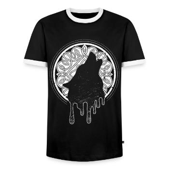 Wolf Wolves Winking Middle Ages Mythology Odin - Men's Ringer Shirt - black/white - Front - AI Model Female 172 light (172cm) & AI Model Male 178 light (178cm)