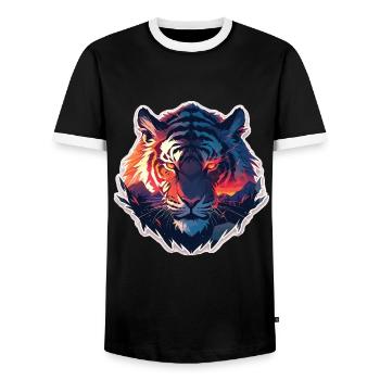 Tiger Wildcat Tiger Baby Baby Tiger Africa - T-shirt contrasté Homme - noir/blanc - Devant - AI Model Female 172 light (172cm) & AI Model Male 178 light (178cm)
