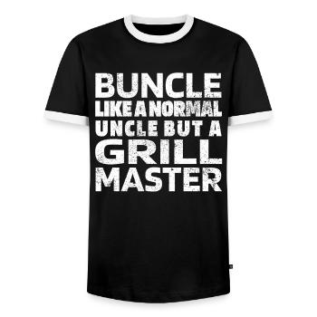 Bbq Grilling Uncle - Men's Ringer Shirt - black/white - Front - AI Model Female 172 light (172cm) & AI Model Male 178 light (178cm)