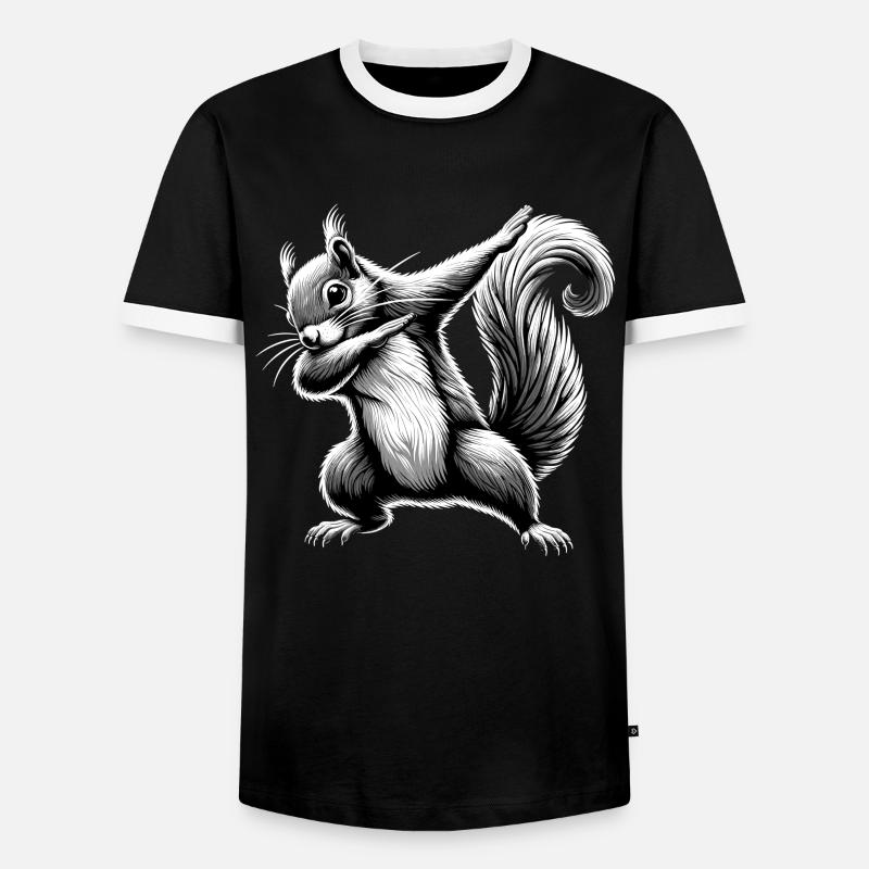 Dabbing Squirrel - Men's Ringer Shirt - black/white