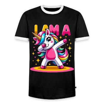 Unicorn Dabbing Cute Rainbow I Am A Unicorn - Men's Ringer Shirt - black/white - Front - AI Model Female 172 light (172cm) & AI Model Male 178 light (178cm)