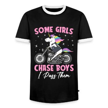 Dirt Bike Girl Weiblicher Dirt Biker - Männer Kontrast-T-Shirt - Schwarz/Weiß - Vorne - AI Model Female 172 light (172cm) & AI Model Male 178 light (178cm)