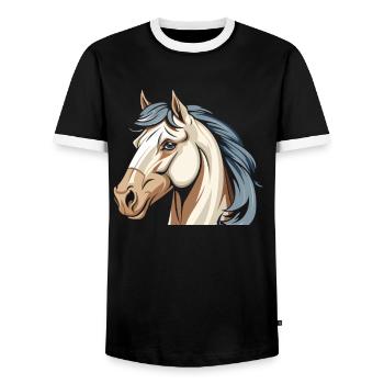Pferd Reitsport Kopf - Männer Kontrast-T-Shirt - Schwarz/Weiß - Vorne - AI Model Female 172 light (172cm) & AI Model Male 178 light (178cm)