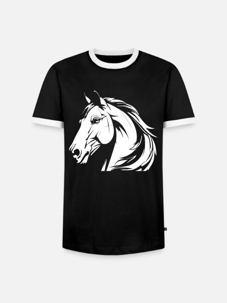 Pferd Reitsport Kopf - Männer Kontrast-T-Shirt - Schwarz/Weiß