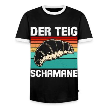 Bäcker Der Teig Schamane Backfans Backen - Männer Kontrast-T-Shirt - Schwarz/Weiß - Vorne - AI Model Female 172 light (172cm) & AI Model Male 178 light (178cm)