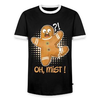 Lebkuchenmann Oh Mist! Backliebhaber Kekse - Männer Kontrast-T-Shirt - Schwarz/Weiß - Vorne - AI Model Female 172 light (172cm) & AI Model Male 178 light (178cm)