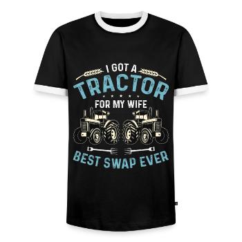 Harvester I Got A Tractor For My Wife Farming Life - Men's Ringer Shirt - black/white - Front - AI Model Female 172 light (172cm) & AI Model Male 178 light (178cm)