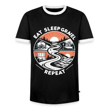 Manger Dormir Gravel Répéter - T-shirt contrasté Homme - noir/blanc - Devant - AI Model Female 172 light (172cm) & AI Model Male 178 light (178cm)