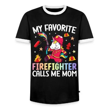 Firefighting - Men's Ringer Shirt - black/white - Front - AI Model Female 172 light (172cm) & AI Model Male 178 light (178cm)