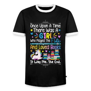 Flûte Girl Joueuse de flûte - T-shirt contrasté Homme - noir/blanc - Devant - AI Model Female 172 light (172cm) & AI Model Male 178 light (178cm)