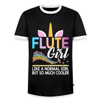 Flûtiste flûtiste - T-shirt contrasté Homme - noir/blanc - Devant - AI Model Female 172 light (172cm) & AI Model Male 178 light (178cm)