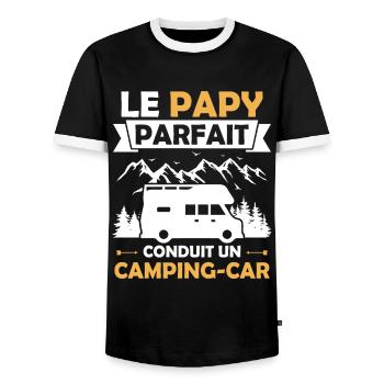 Le papy parfait conduit un camping car - T-shirt contrasté Homme - noir/blanc - Devant - AI Model Female 172 light (172cm) & AI Model Male 178 light (178cm)