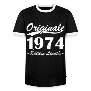 Originale 1974 édition limitée - T-shirt contrasté Homme - noir/blanc - Devant - AI Model Female 172 light (172cm) & AI Model Male 178 light (178cm)