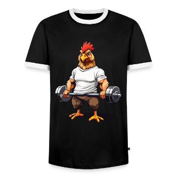 Muscle Bodybuilding Fitness Fun Design - Men's Ringer Shirt - black/white - Front - AI Model Female 172 light (172cm) & AI Model Male 178 light (178cm)