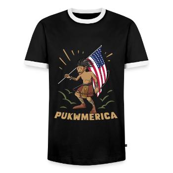 Folklore Fabelwesen Indianer - Männer Kontrast-T-Shirt - Schwarz/Weiß - Vorne - AI Model Female 172 light (172cm) & AI Model Male 178 light (178cm)