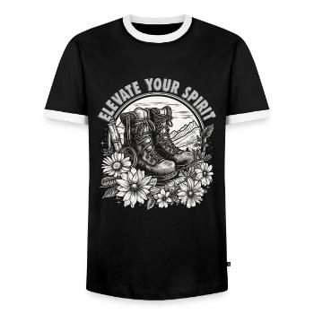 Wanderer Design für Bergsteiger und Kletterer - Männer Kontrast-T-Shirt - Schwarz/Weiß - Vorne - AI Model Female 172 light (172cm) & AI Model Male 178 light (178cm)