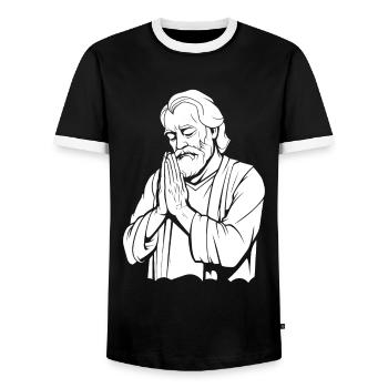Christian Christianity Praying - Men's Ringer Shirt - black/white - Front - AI Model Female 172 light (172cm) & AI Model Male 178 light (178cm)
