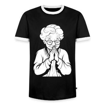 Christian Christianity Praying - Men's Ringer Shirt - black/white - Front - AI Model Female 172 light (172cm) & AI Model Male 178 light (178cm)
