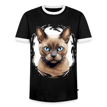 Burmese Cat Burma Katze - Männer Kontrast-T-Shirt - Schwarz/Weiß - Vorne - AI Model Female 172 light (172cm) & AI Model Male 178 light (178cm)