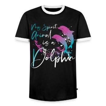 Dolphin My Spirit Animal Is A - Men's Ringer Shirt - black/white - Front - AI Model Female 172 light (172cm) & AI Model Male 178 light (178cm)