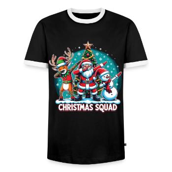 Christmas Squad - Men's Ringer Shirt - black/white - Front - AI Model Female 172 light (172cm) & AI Model Male 178 light (178cm)