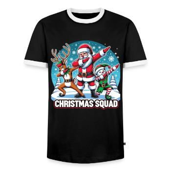 Christmas Squad - Men's Ringer Shirt - black/white - Front - AI Model Female 172 light (172cm) & AI Model Male 178 light (178cm)