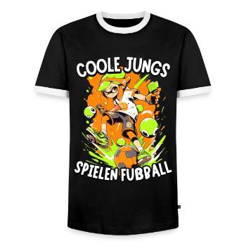 Coole Jungs spielen Fußball für Jungen Fußballer - Männer Kontrast-T-Shirt - Schwarz/Weiß - Vorne - AI Model Female 172 light (172cm) & AI Model Male 178 light (178cm)