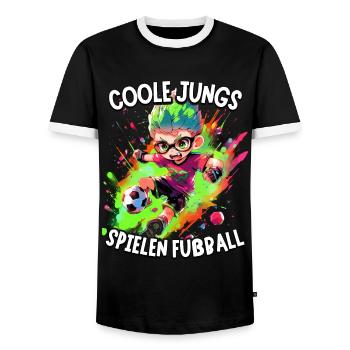 Coole Jungs spielen Fußball für Jungen Fußballer - Männer Kontrast-T-Shirt - Schwarz/Weiß - Vorne - AI Model Female 172 light (172cm) & AI Model Male 178 light (178cm)