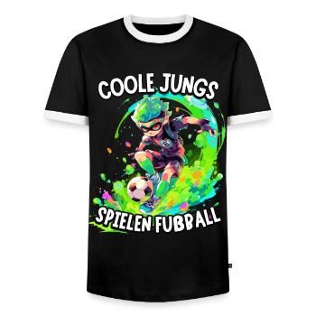 Coole Jungs spielen Fußball für Jungen Fußballer - Männer Kontrast-T-Shirt - Schwarz/Weiß - Vorne - AI Model Female 172 light (172cm) & AI Model Male 178 light (178cm)