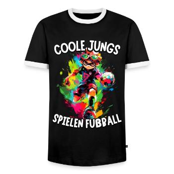 Coole Jungs spielen Fußball für Jungen Fußballer - Männer Kontrast-T-Shirt - Schwarz/Weiß - Vorne - AI Model Female 172 light (172cm) & AI Model Male 178 light (178cm)