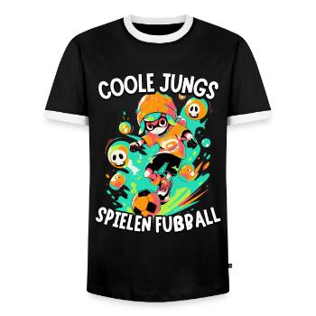 Coole Jungs spielen Fußball für Jungen Fußballer - Männer Kontrast-T-Shirt - Schwarz/Weiß - Vorne - AI Model Female 172 light (172cm) & AI Model Male 178 light (178cm)