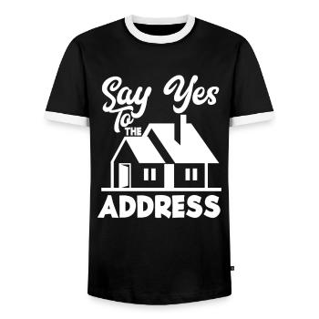Immobilienmakler Sag Ja - Männer Kontrast-T-Shirt - Schwarz/Weiß - Vorne - AI Model Female 172 light (172cm) & AI Model Male 178 light (178cm)
