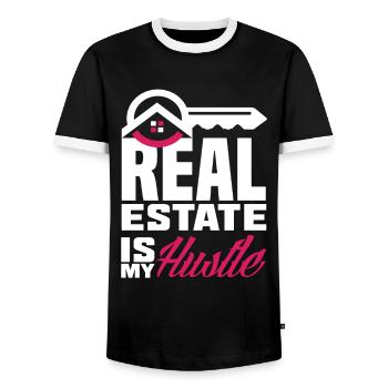 Real Estate Agent Business Job Real Estate - Men's Ringer Shirt - black/white - Front - AI Model Female 172 light (172cm) & AI Model Male 178 light (178cm)