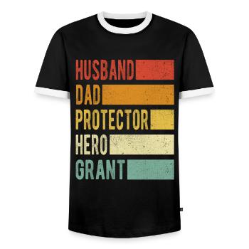 Grant Nom papa cadeau - T-shirt contrasté Homme - noir/blanc - Devant - AI Model Female 172 light (172cm) & AI Model Male 178 light (178cm)