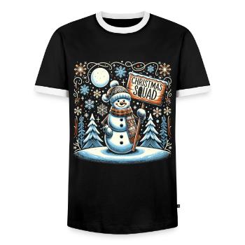 Christmas Squad - Men's Ringer Shirt - black/white - Front - AI Model Female 172 light (172cm) & AI Model Male 178 light (178cm)