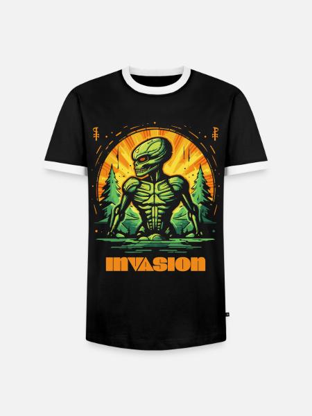 Alien Invasion der Natur - Männer Kontrast-T-Shirt - Schwarz/Weiß