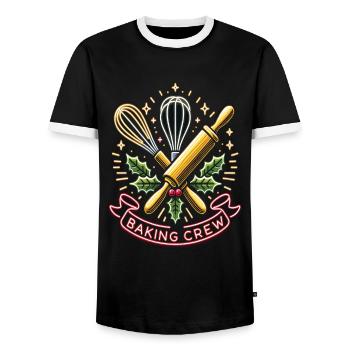 Équipe de pâtisserie - T-shirt contrasté Homme - noir/blanc - Devant - AI Model Female 172 light (172cm) & AI Model Male 178 light (178cm)