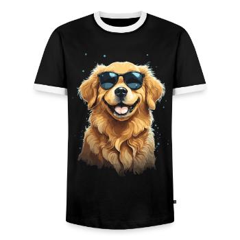 Golden Retriever Coolness and Style Sunglasses - Men's Ringer Shirt - black/white - Front - AI Model Female 172 light (172cm) & AI Model Male 178 light (178cm)