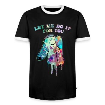 Drôle de chien Barzoï Meme Pop Art - T-shirt contrasté Homme - noir/blanc - Devant - AI Model Female 172 light (172cm) & AI Model Male 178 light (178cm)