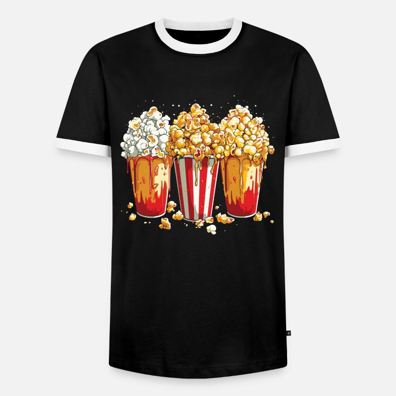 Popcorn - Männer Kontrast-T-Shirt - Schwarz/Weiß