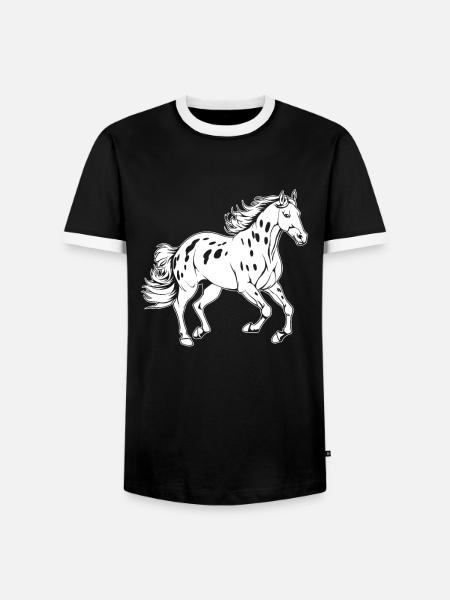 Pferd Reitsport - Männer Kontrast-T-Shirt - Schwarz/Weiß