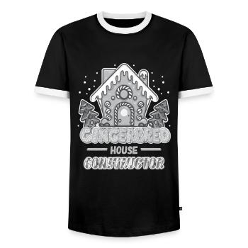 Gingerbread House Constructor Manufacturer Gift - Men's Ringer Shirt - black/white - Front - AI Model Female 172 light (172cm) & AI Model Male 178 light (178cm)